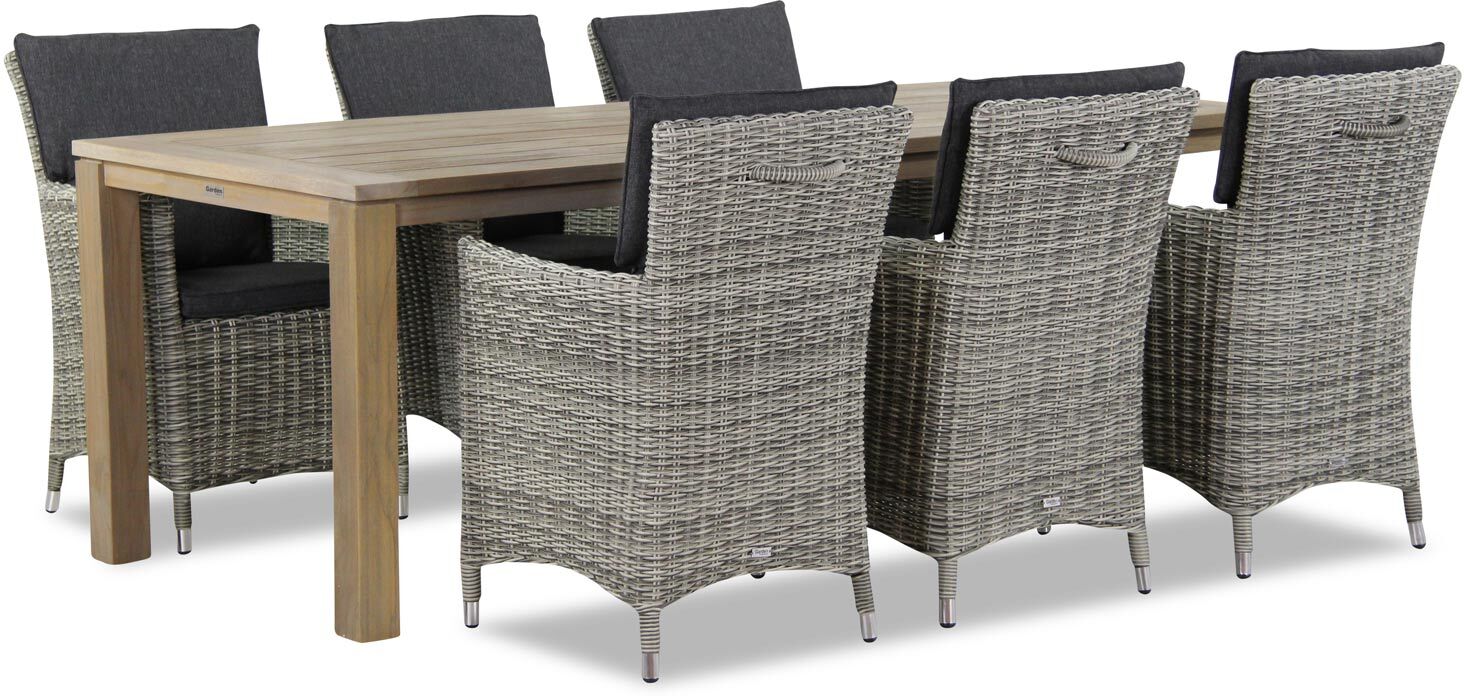 Garden Collections Springfield/Bristol 220 cm dining tuinset 7-delig - Grijs-antraciet