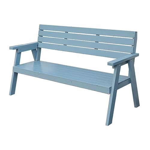 LHXLSH Tuinbank Tuinbank Voor Buiten, Houten Tuinbank, Vrijetijdstuinbank 2-persoons Houten Parkbank, Met Rugleuning En Armleuning Voor Tuinachtertuin (Color : Blue, Size : 47in)