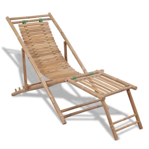 TECHPO Meubels Home Tools Outdoor Deck Chair met Voetsteun Bamboe