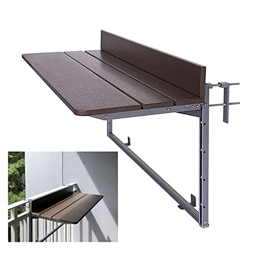 XAoSCd Balkonbartafel Voor Balustrades, Buitenhangende Railtafels Voor Terras, Balkonbartafel, Balkonrailing Hangende Tafel Opvouwbare Balkontafel, Hangende Verstelbare Dektafel Voor Terras, Tuin (Bruin 60