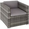 tectake Wicker fauteuil Lignano - grijs