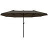 Outsunny parasol tuinparasol marktparasol dubbele parasol terrasparasol met zwengel ovaal metaal + polyester grijs 460 x 270 x 240 cm