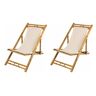 1a-Handelsagentur 2 x bamboe relax-ligstoel, beige, strandstoel, terrasstoel, tuinstoel, 60 x 135 cm