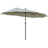 Outsunny parasol met LED zonne-energie 4,5 m dubbele parasol tuinparasol marktparasol terrasparasol ovaal zwart en crème wit