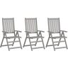 RAUGAJ Tuinmeubilair-Tuin Ligstoelen 3 PCs Grijs Massief Acacia Hout-Meubilair