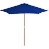 vidaXL Parasol met houten paal 270 cm blauw