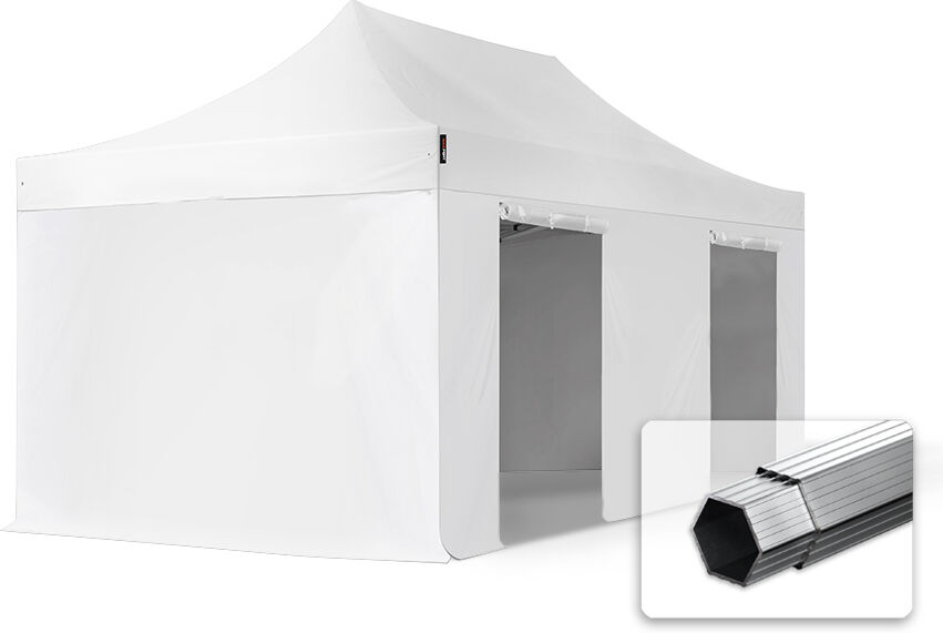 TOOLPORT Easy up Partytent 3x6m Hoogwaardig polyester 400 g/m² wit waterdicht Easy Up Tent, Pop Up Partytent, Harmonicatent, Vouwtent