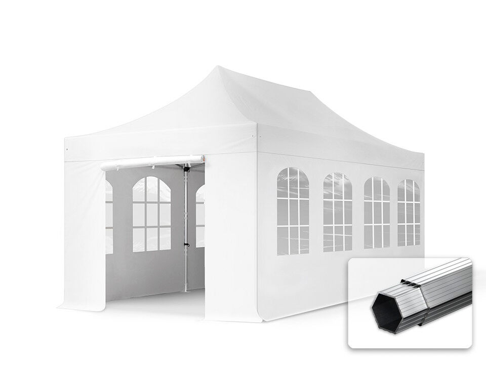 TOOLPORT Easy up Partytent 3x6m Hoogwaardig polyester 400 g/m² wit waterdicht Easy Up Tent, Pop Up Partytent, Harmonicatent, Vouwtent