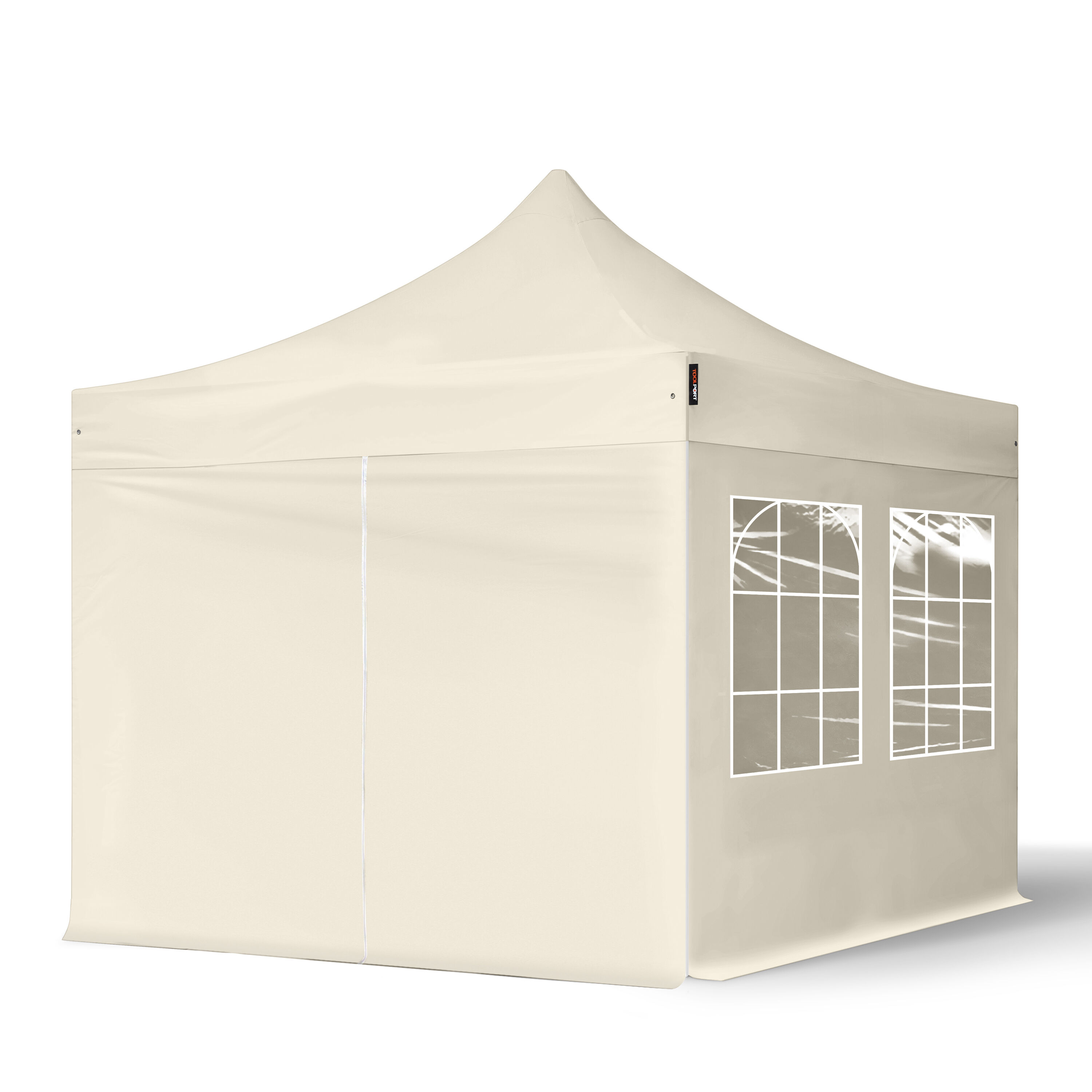 TOOLPORT Easy up Partytent 3x3m Hoogwaardig polyester 300 g/m² crème waterdicht Easy Up Tent, Pop Up Partytent, Harmonicatent, Vouwtent