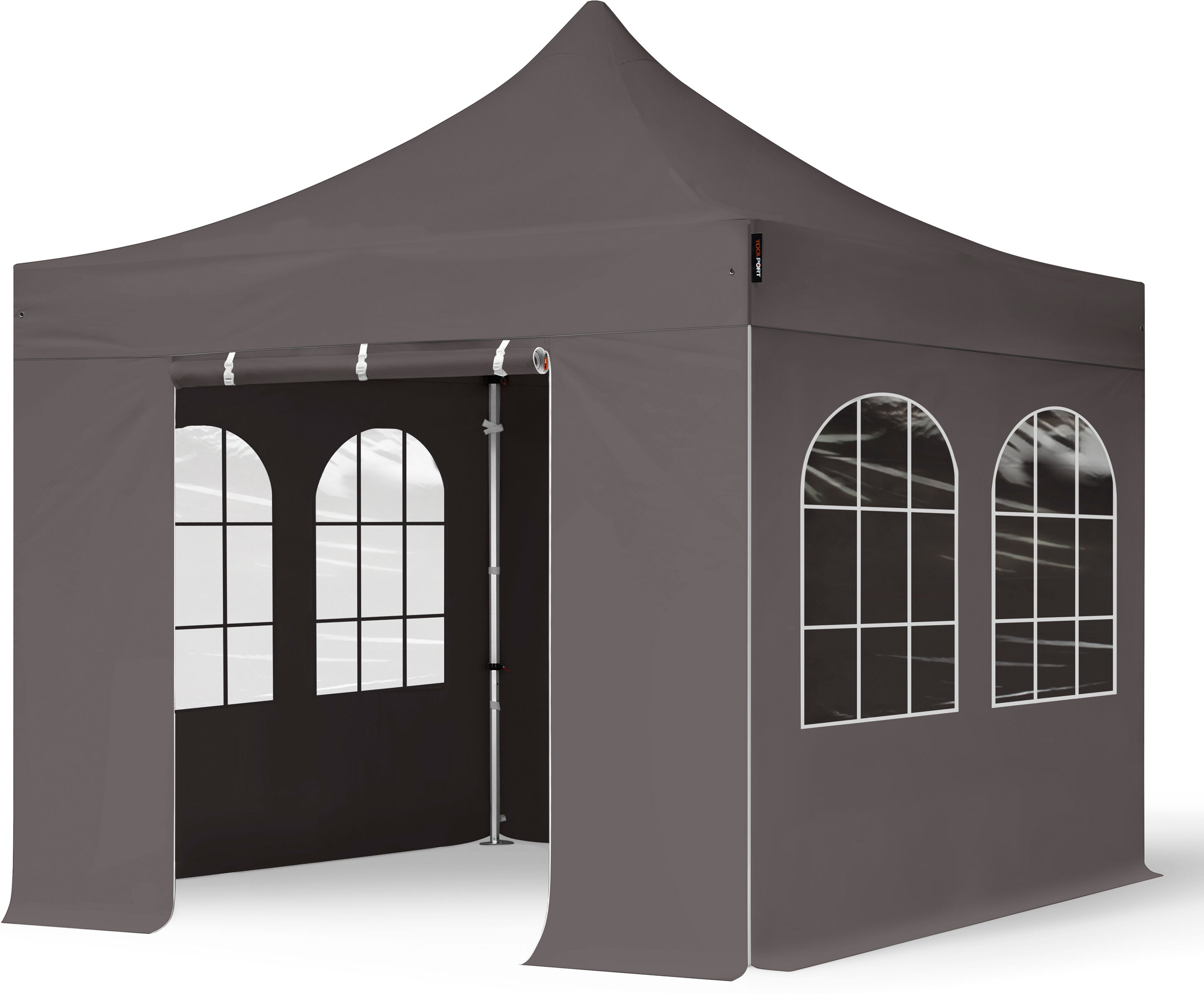 TOOLPORT Easy up Partytent 3x3m Hoogwaardig polyester 400 g/m² donkergrijs waterdicht Easy Up Tent, Pop Up Partytent, Harmonicatent, Vouwtent