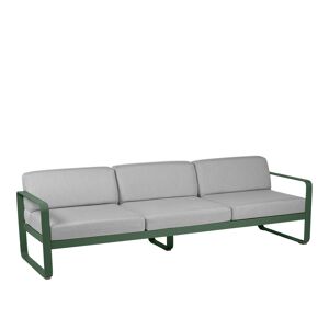 Fermob Bellevie 3 Seater Sofa Flannel Grey Cushions, Cedar Green
