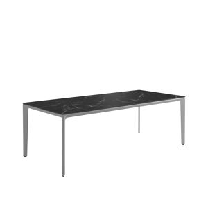 Gloster Carver 100 X 220 Cm Square Dining Table, Nero Ceramic, Frame White