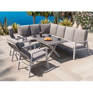 SparMax Jamaica Hjørnesofa 2c3/3c2 I M/spisebord Og 2 Reclinerstoler, I Hvit Aluminium