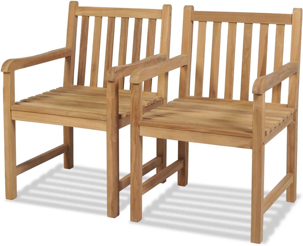 vidaXL Utestoler 2 stk heltre teak