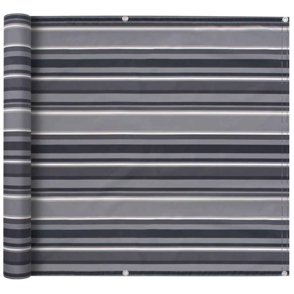vidaXL Balkongskjerm oxfordstoff 75x600 cm stripe grå