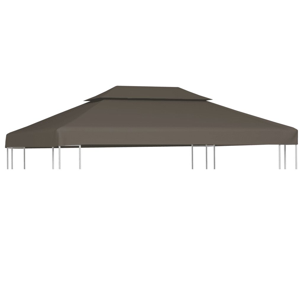 vidaXL Dobbel toppduk til paviljong 310 g/m² 4x3 m gråbrun