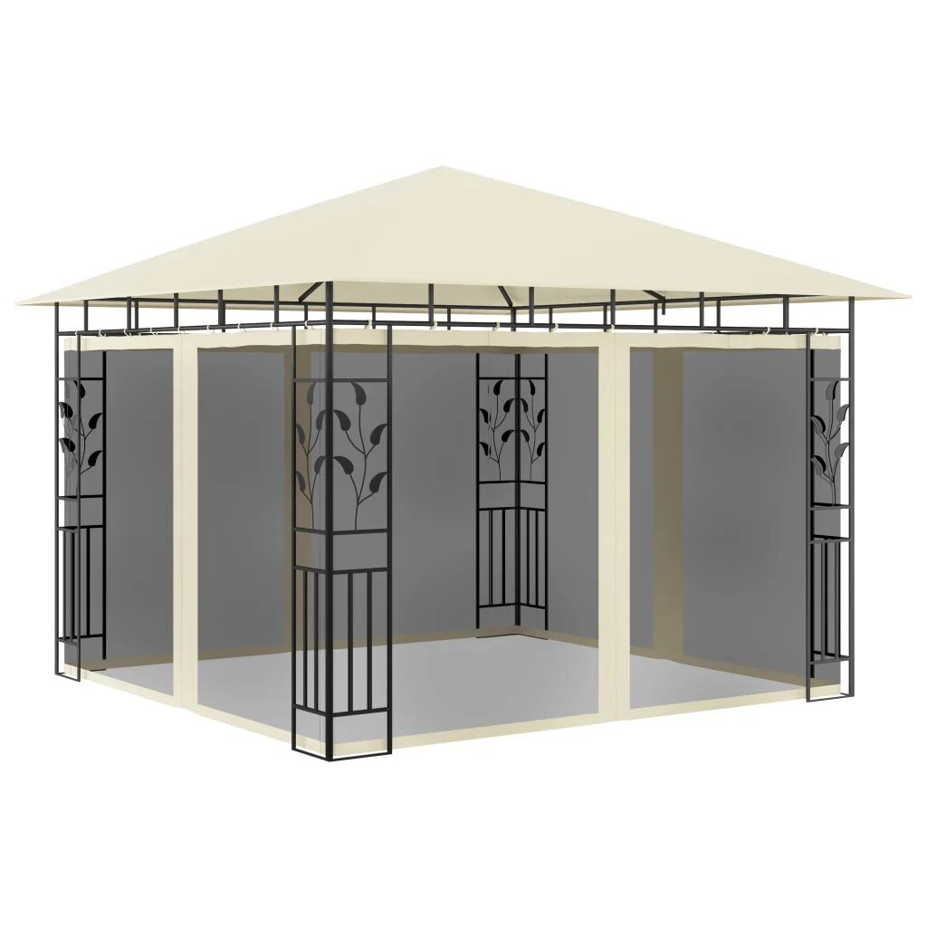 vidaXL Paviljong med myggnett 3x3x2,73 m kremhvit 180 g/m²