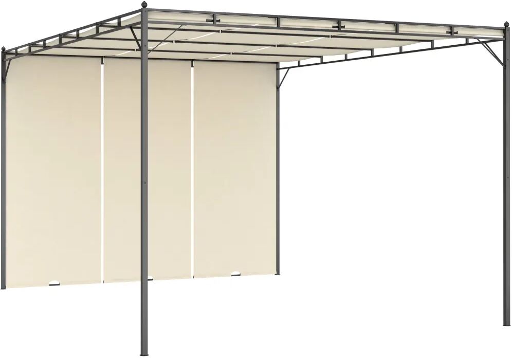 vidaXL Hagepaviljong med sidegardin 4x3x2,25 m kremhvit