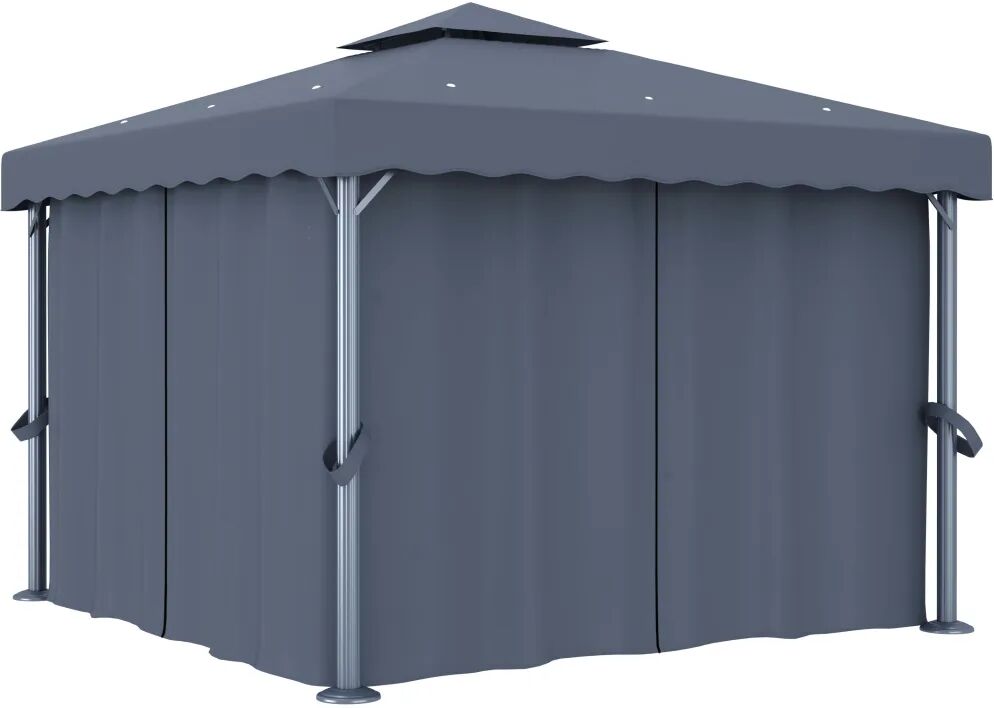 vidaXL Paviljong med gardin 3x3 m antrasitt aluminium