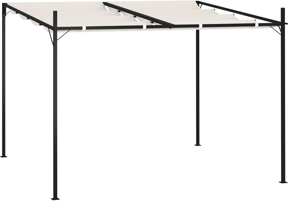 vidaXL Paviljong med uttrekkbart tak 300x300x233 cm kremhvit