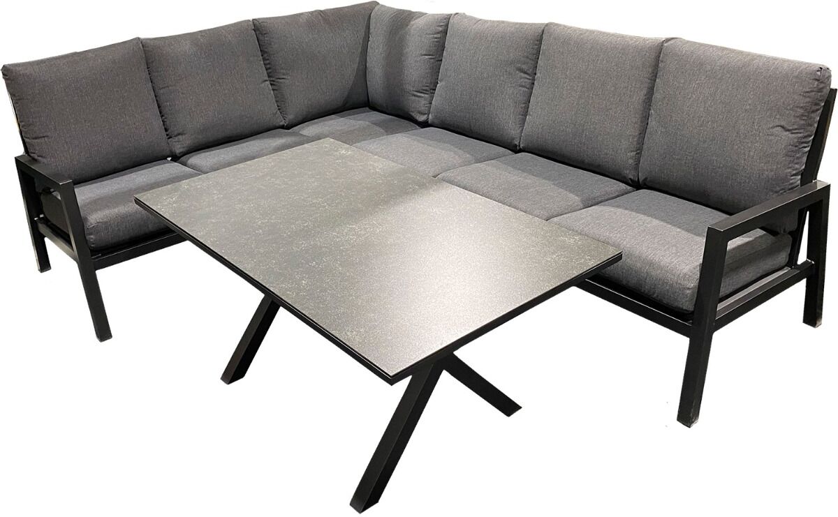 SparMax Jamaica Hjørnesofa 2c3 M/spisebord 140x80 Cm I Antrasitt Aluminium