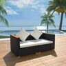 vidaXL Sofa ogrodowa, rattan PE, czarna