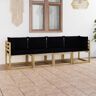vidaXL Ogrodowa sofa 4-os. z czarnymi poduszkami