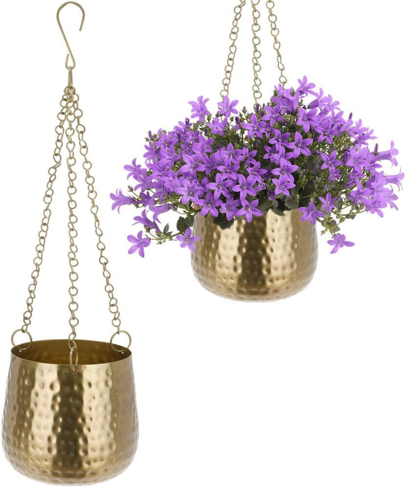 Home Styling Collection Kwietnik wiszący złoty doniczka osłonka wisząca metalowa na roślinę kwiaty 15 cm