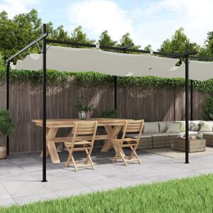 vidaXL Pérgola com toldo retrátil 589x292x230 cm cor creme