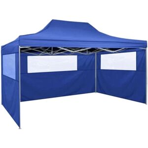 Vidaxl Tenda dobrável com 3 paredes 3x4,5 m azul