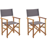 Beliani Conjunto de 2 cadeiras de diretor dobráveis de jardim em tecido cinzento