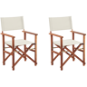 Beliani Conjunto de 2 cadeiras de diretor dobráveis de jardim em tecido branco sujo
