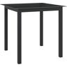 vidaXL Mesa de jardim em alumínio e vidro 80x80x74 cm preto