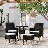 vidaXL 5 pcs conjunto lounge de jardim vime PE preto