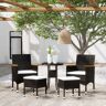 vidaXL 5 pcs conjunto lounge de jardim vime PE preto