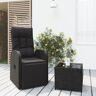 vidaXL 2 pcs conjunto lounge para jardim vime PE e aço preto