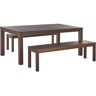 Beliani Mesa com banco Tuscania de Madeira de eucalipto Castanho escuro 180x100x73