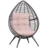 Outsunny Poltrona de Jardim PE Rattan,Steel,PP Cotton Cinza 101x89x156 cm