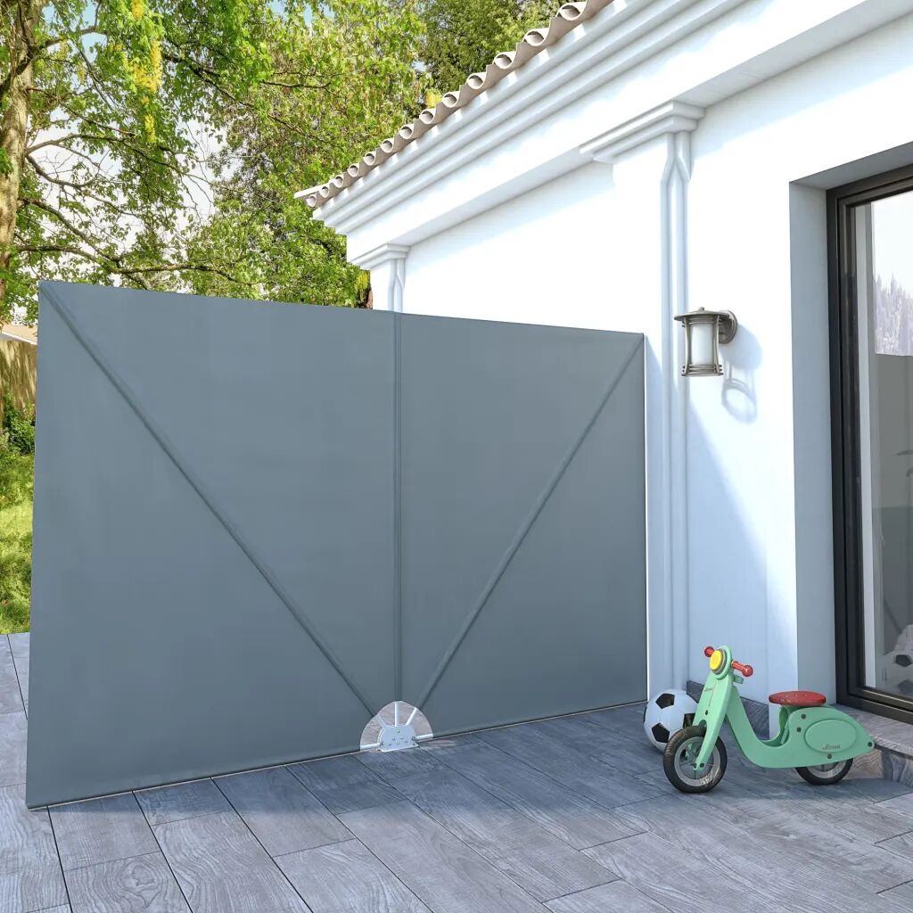 vidaXL Toldo lateral dobrável para terraço 300x200 cm cinzento