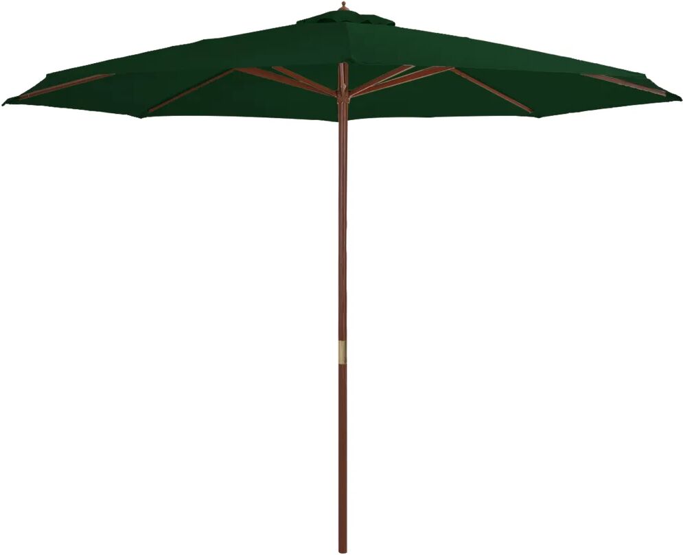 vidaXL Guarda-sol de exterior com poste em madeira 350 cm verde