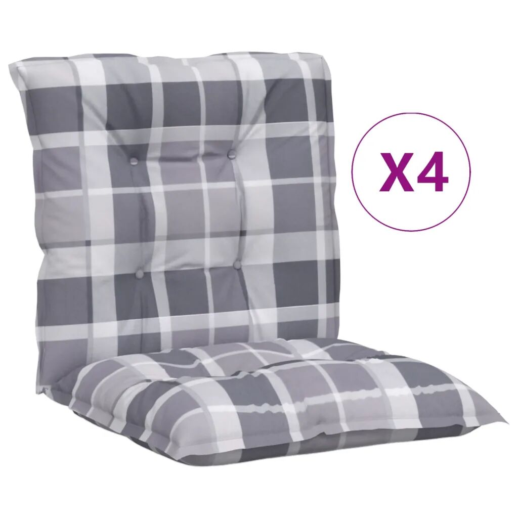 vidaXL Almofadões cadeiras jardim 4pcs 100x50x7cm pad. xadrez cinzento