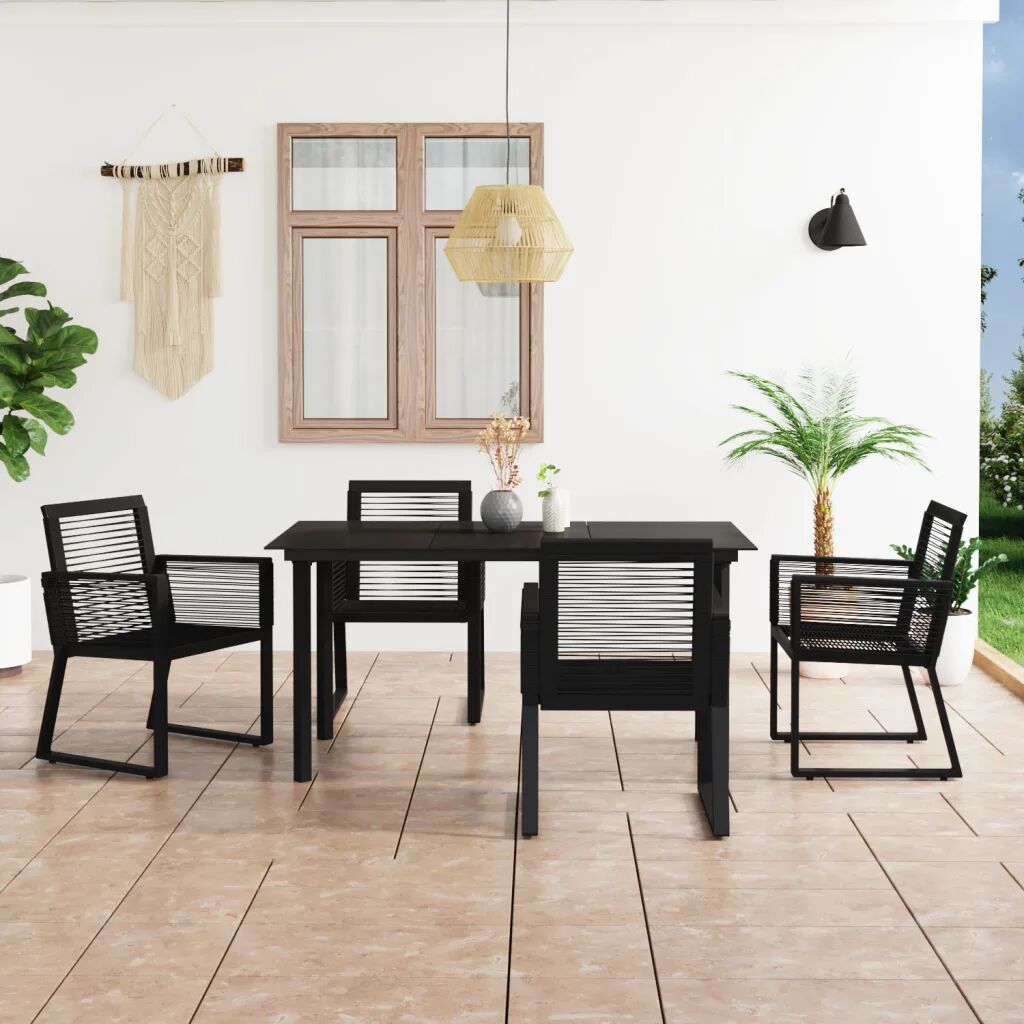 vidaXL 5 pcs conjunto de jantar para jardim vime de PVC preto