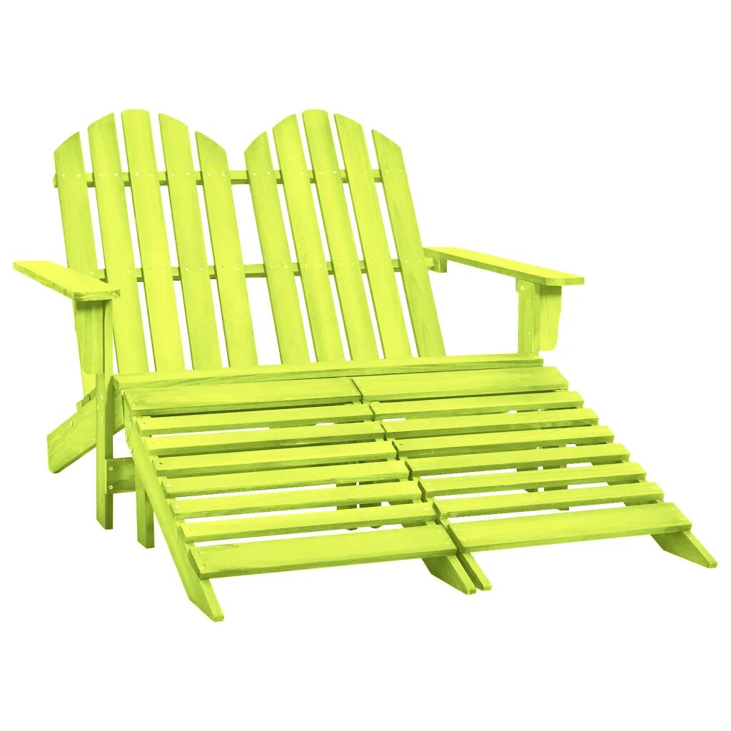 vidaXL Cadeira de jardim e otomano Adirondack 2 lugares abeto verde