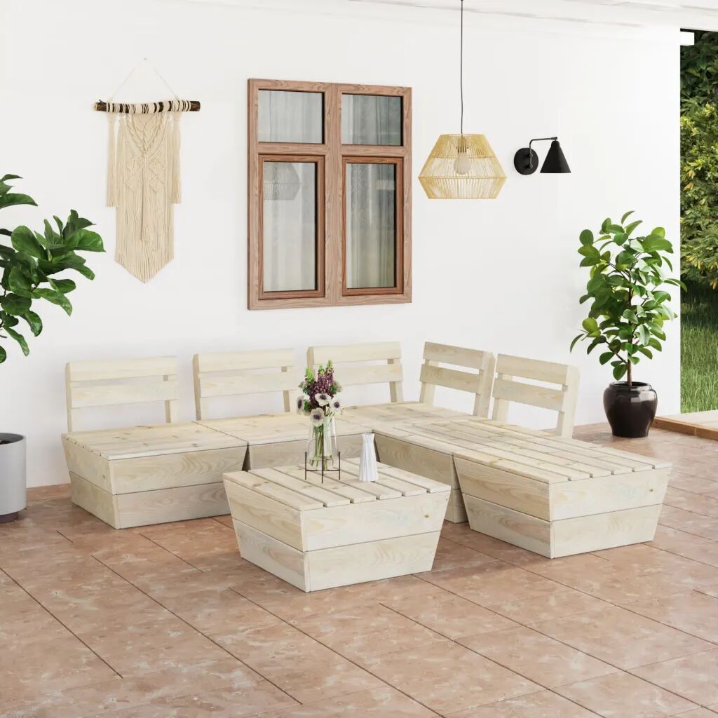 vidaXL 6 pcs conjunto lounge de paletes madeira de abeto impregnada