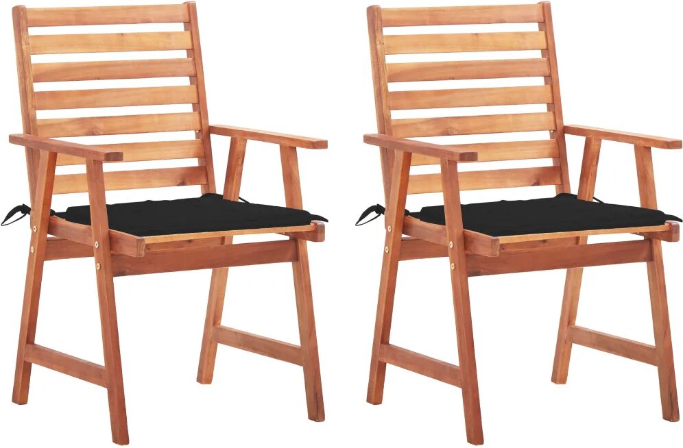 vidaXL Cadeiras de jantar p/ jardim 2 pcs c/ almofadões acácia maciça