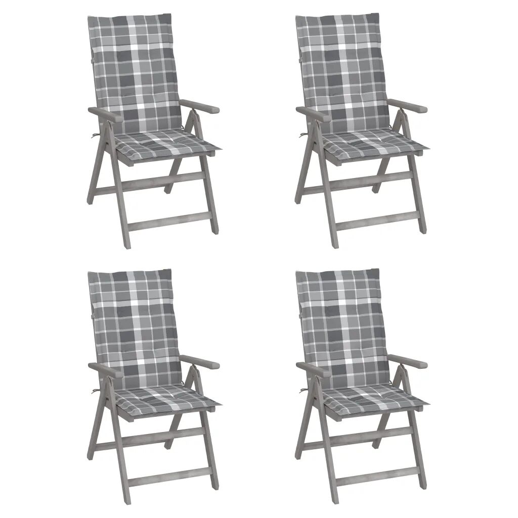 vidaXL Cadeiras jardim reclináveis c/ almofadões 4 pcs acácia maciça