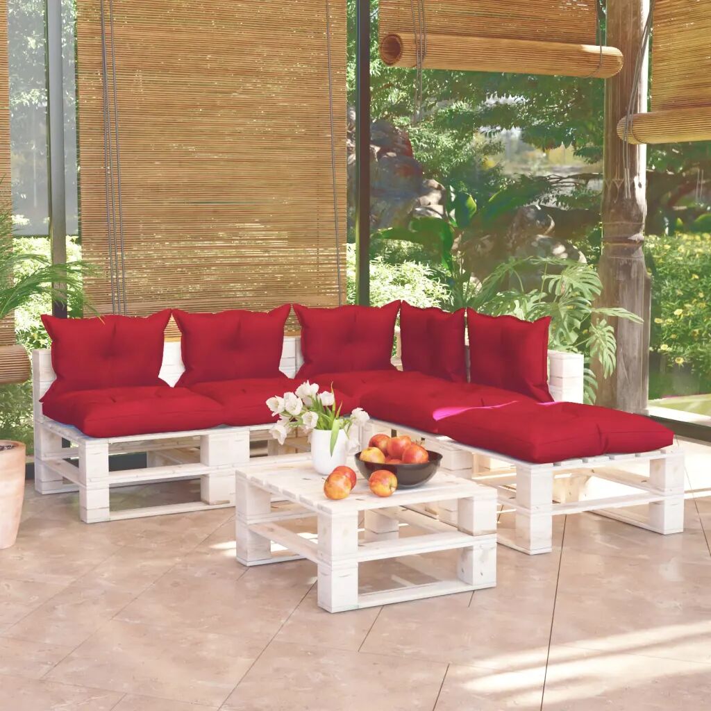 vidaXL 6 pcs conj. lounge de paletes p/ jardim com almofadões pinho