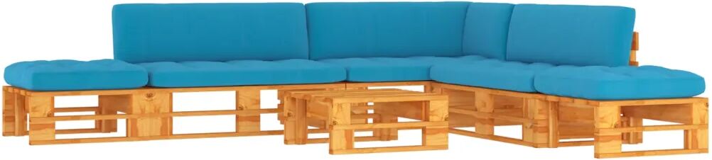 vidaXL 6 pcs conjunto lounge paletes pinho impregnado castanho mel