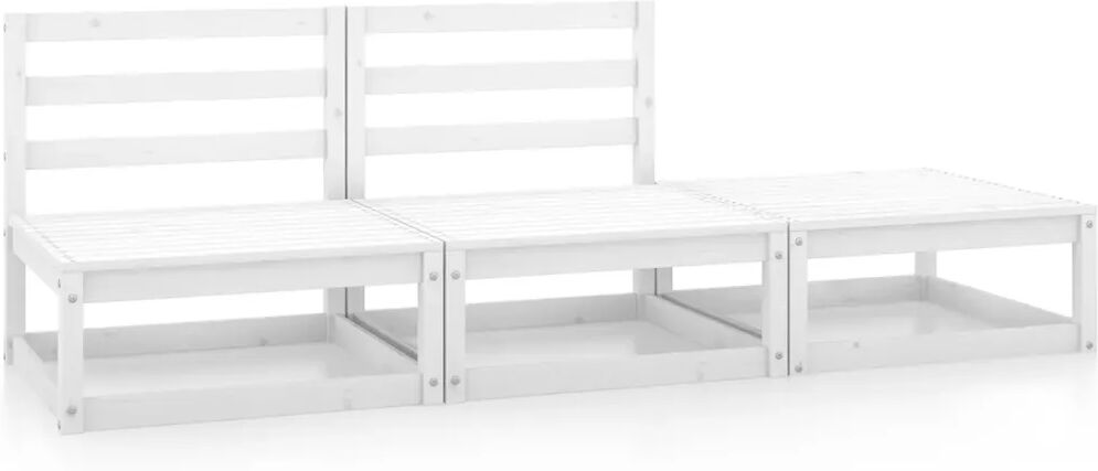 vidaXL 3 pcs conjunto lounge de jardim pinho maciço branco