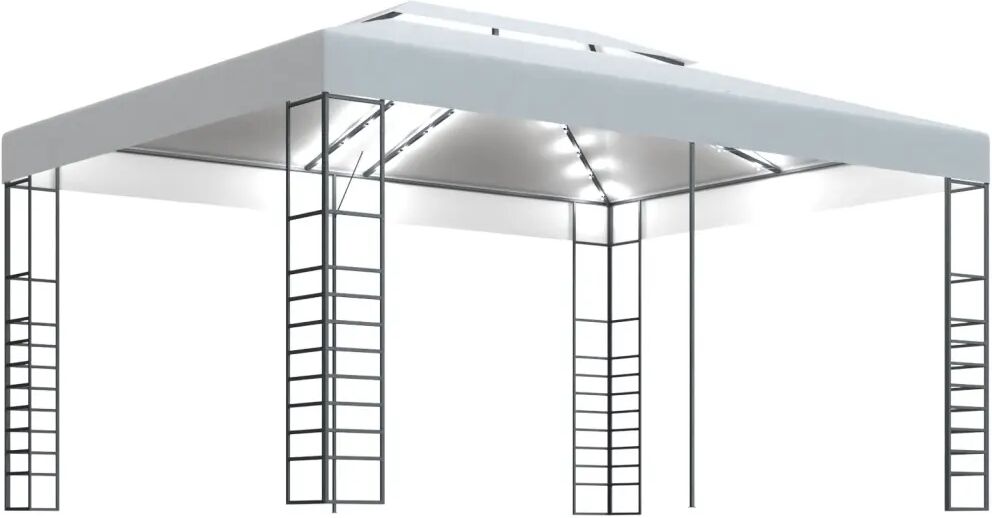 vidaXL Gazebo com cordões de luzes LED 4x3x2,7 m branco